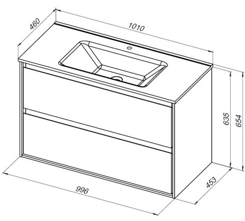Тумба под раковину Aquanet Милан 100 белый глянец