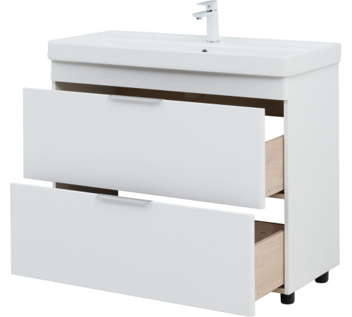 Тумба под раковину Aquanet Ирис New 100 напольная, белый глянец