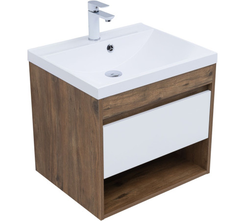 Тумба под раковину Aquanet Тренд 60 дуб рустикальный/белый сатин