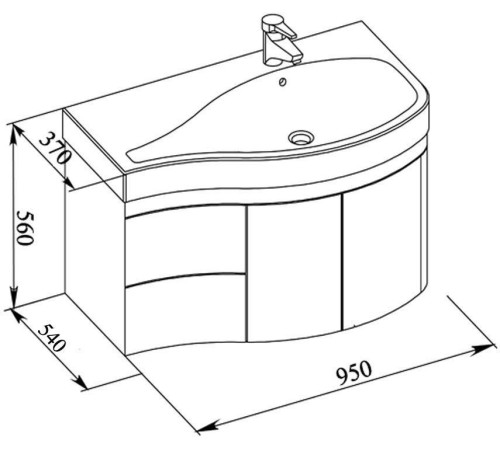 Раковина для тумбы Aquanet Сопрано 95 R