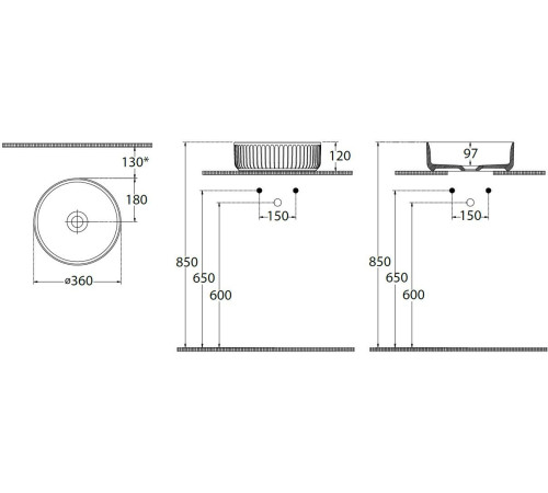 Раковина накладная Allen Brau Fantasy Line 36 4.11032.20 белый