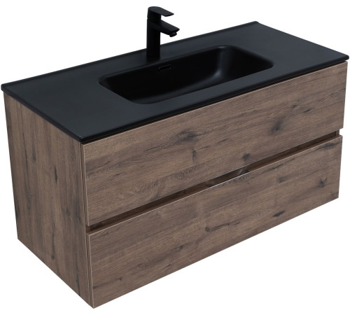 Тумба под раковину Aquanet Алвита New 100 2 ящика, дуб веллингтон табак