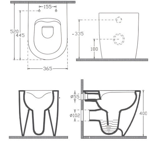 Чаша приставного унитаза Allen Brau Reality 4.32004.31 черный матовый