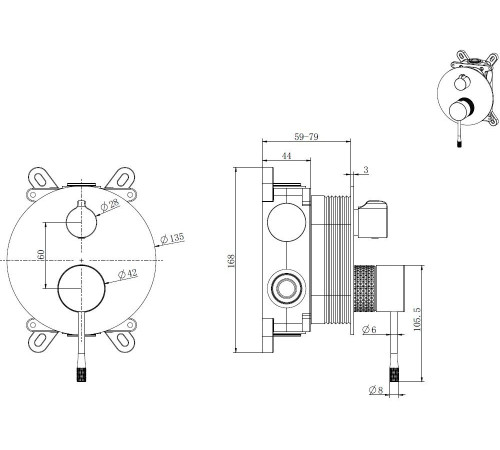 Смеситель для душа Allen Brau Priority 4.0 5.31C11-MG (с внутренней частью, 2 выхода) графит браш