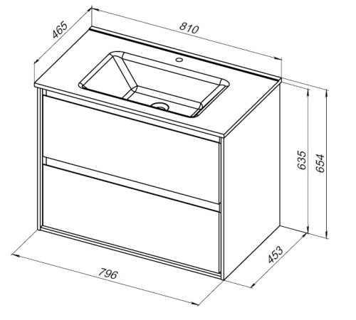 Тумба под раковину Aquanet Милан 80 дуб рошелье