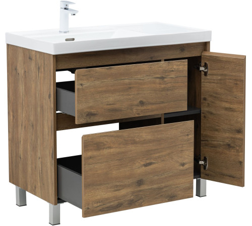 Тумба под раковину Aquanet Nova Lite 2.0 90 напольная, дуб рустикальный, левая