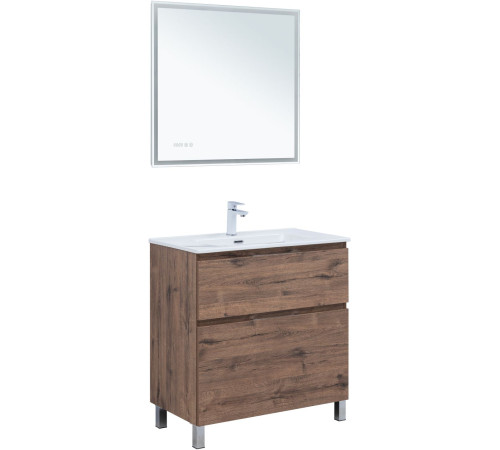 Тумба под раковину Aquanet Алвита New 80 напольная, дуб веллингтон табак