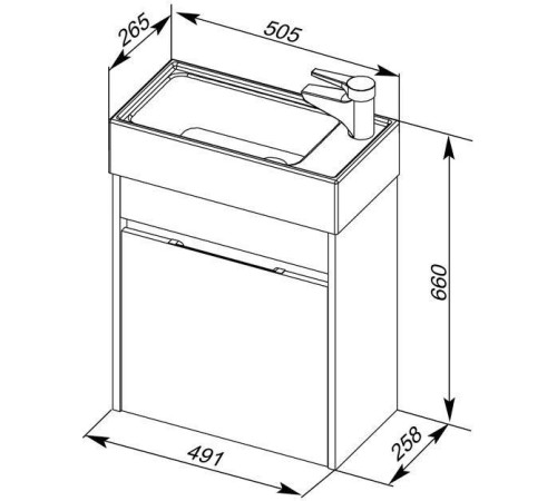 Тумба с раковиной Aquanet Лидс 50 эвкалипт мистери