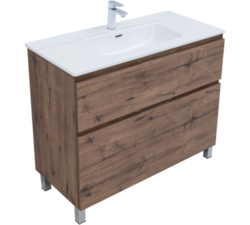 Тумба под раковину Aquanet Алвита New 100 напольная, дуб веллингтон табак