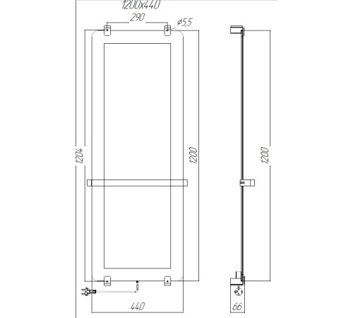 Полотенцесушитель электрический Allen Brau Infinity 120x44 с рейлингом 2.0 и креплением, серебро браш