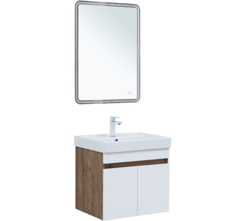 Тумба под раковину Aquanet Оптима 60 дуб рустикальный/белый сатин