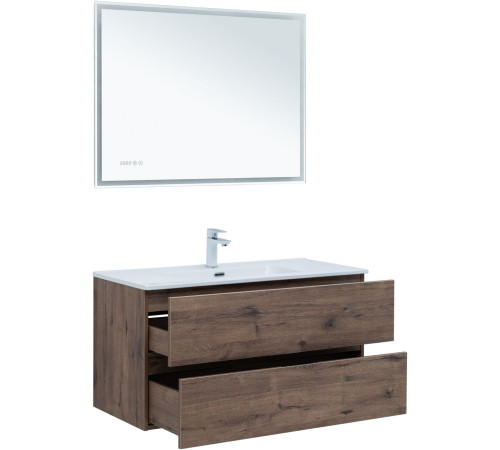 Тумба под раковину Aquanet Алвита New 100 2 ящика, дуб веллингтон табак