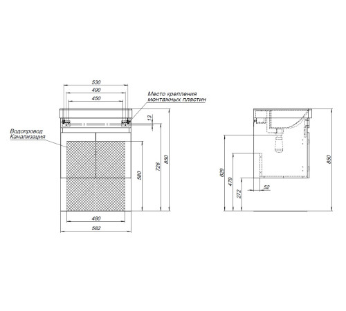 Тумба под раковину Aquanet Оптима 60 дуб рустикальный/белый сатин