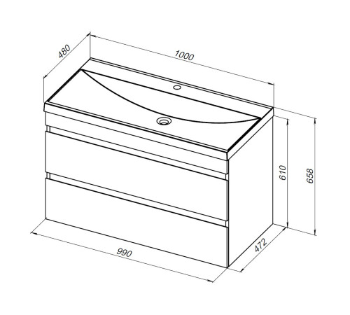 Тумба под раковину Aquanet Нота New 100 дуб светлый