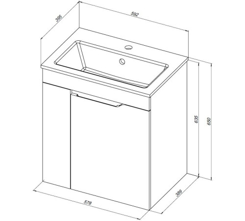 Тумба под раковину Aquanet Практика 60 маренго