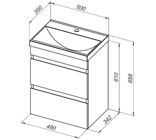 Тумба под раковину Aquanet Нота New 50 дуб светлый