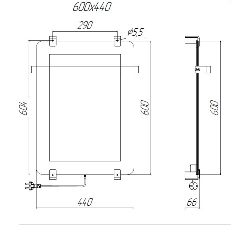 Полотенцесушитель электрический Allen Brau Infinity 60x44 с рейлингом и креплением, черный браш