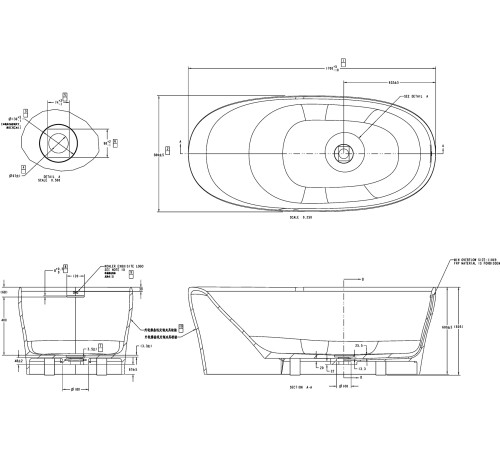 Ванна из искусственного камня Allen Brau Solid Stone Krion Neo 170x80 2.35001.21