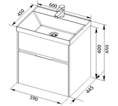 Тумба с раковиной Aquanet Латина 60 белый (2 ящика)