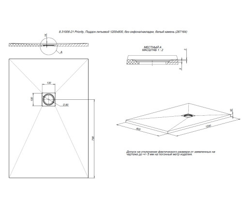 Душевой поддон Allen Brau Priority 120x80 8.31006-CGM олива