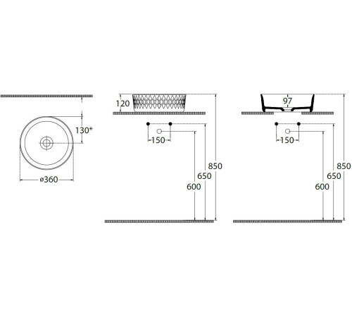 Раковина накладная Allen Brau Fantasy Romb 36 4.11033.31 черный матовый