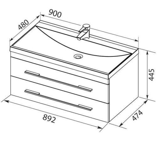Тумба с раковиной Aquanet Верона 90 белый (подвесная 2 ящика)