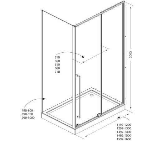 Душевой уголок Allen Brau Fantasy 160x100 3.11010.31 + 3.11014.31 черный матовый