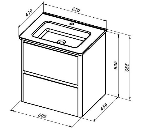 Тумба под раковину Allen Brau Gravity 60 1.370008.AM антрацит матовый