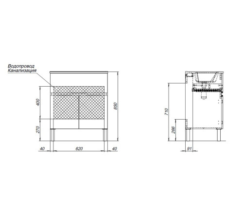 Тумба под раковину Aquanet Алвита new 70 1 ящик, 2 дверцы, антрацит