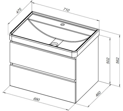 Тумба под раковину Aquanet Вега 2.0 70 черный