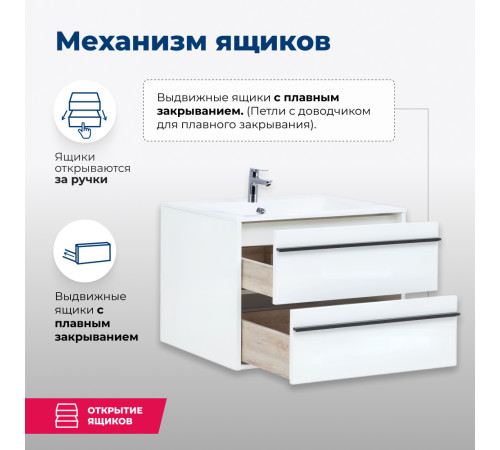 Тумба под раковину Aquanet Lino 90 белый матовый