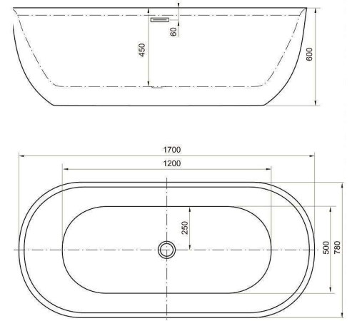 Акриловая ванна Aquanet Delight 170x78 черный матовый