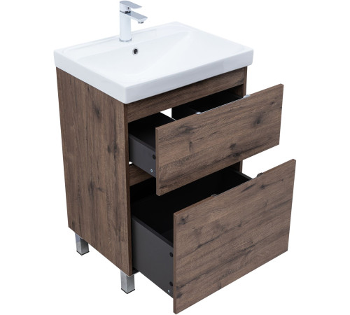 Тумба под раковину Aquanet Алвита New 60 напольная, дуб веллингтон табак