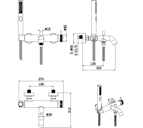Смеситель для ванны Allen Brau Priority 5.31D10-31 черный матовый
