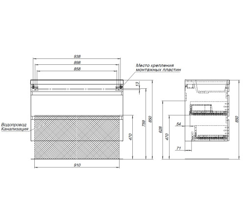 Тумба под раковину Aquanet Нота New 100 белый глянец