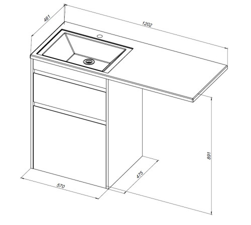 Тумба под раковину Aquanet Токио 58 дуб веллингтон (напольная 2 ящика)