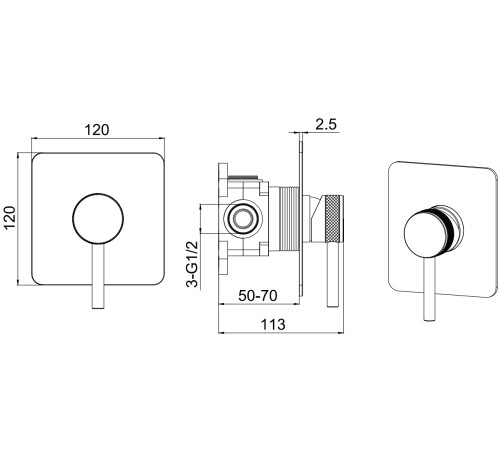 Смеситель для душа Allen Brau Priority X1 5.31012-BN (с внутренней частью, 1 выход) никель браш