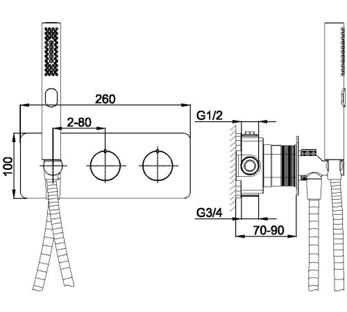 Смеситель для ванны Allen Brau Liberty 5.33009-00 (с внутренней частью, 2 хода) хром