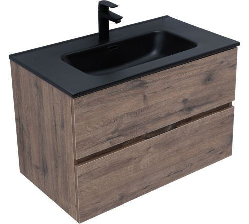 Тумба под раковину Aquanet Алвита New 80 2 ящика, дуб веллингтон табак