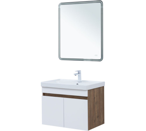 Тумба под раковину Aquanet Оптима 80 дуб рустикальный/белый сатин