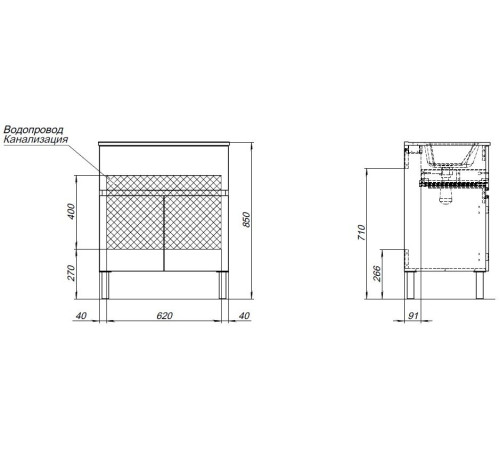 Тумба под раковину Aquanet Алвита New 70 1 ящик, 2 дверцы, дуб веллингтон белый